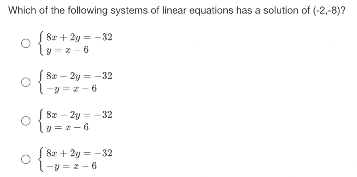 Solved Which of the following systems of linear equations | Chegg.com