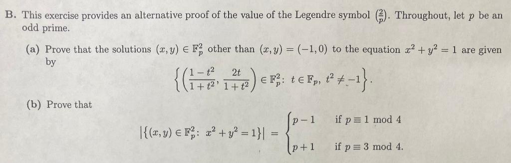 Solved B. This Exercise Provides An Alternative Proof Of The | Chegg.com