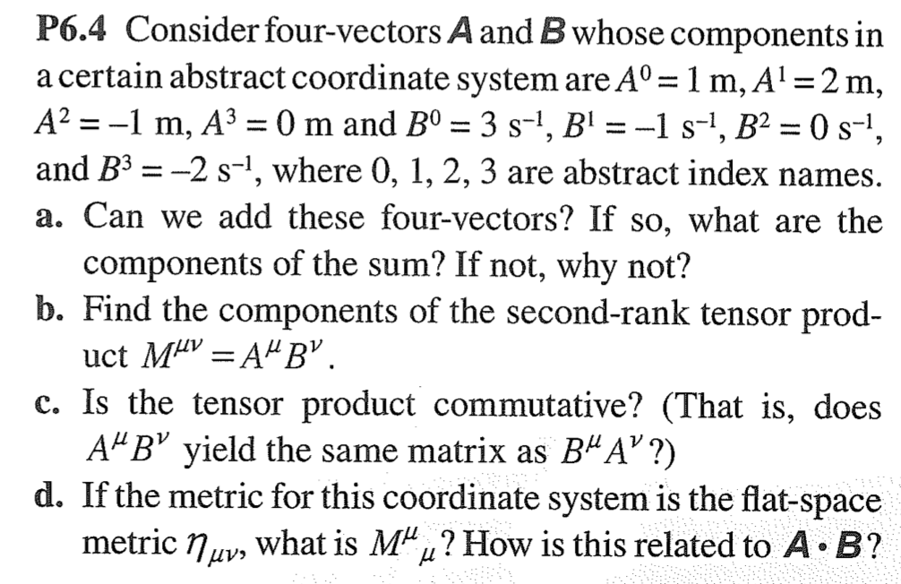 Solved P6.4 Consider Four-vectors A And B Whose Components | Chegg.com