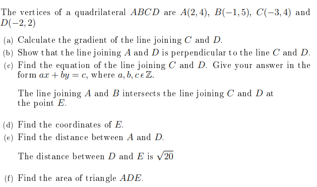 Solved The vertices of a quadrilateral ABCD are A(2, 4), | Chegg.com