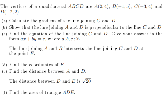 Solved The Vertices Of A Quadrilateral ABCD Are A(2, 4), | Chegg.com