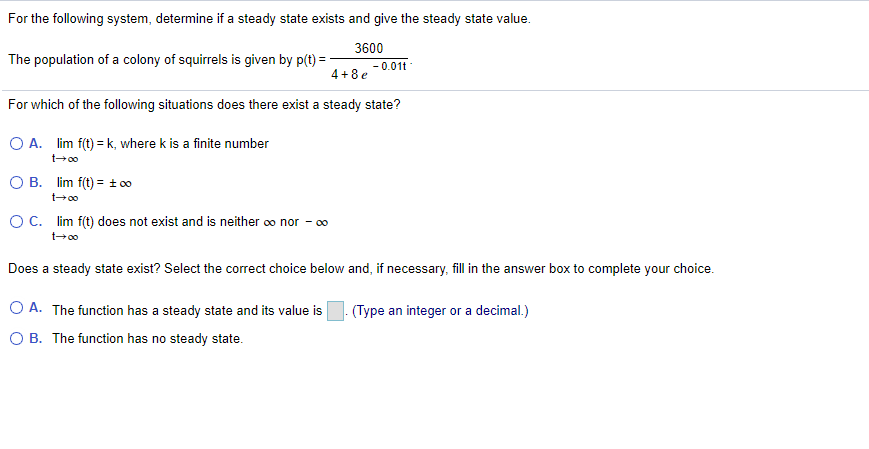 Solved For the following system, determine if a steady state | Chegg.com