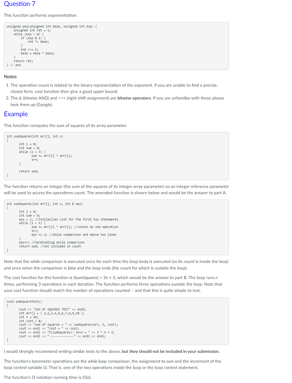 Solved Determine a detailed cost function for the function | Chegg.com