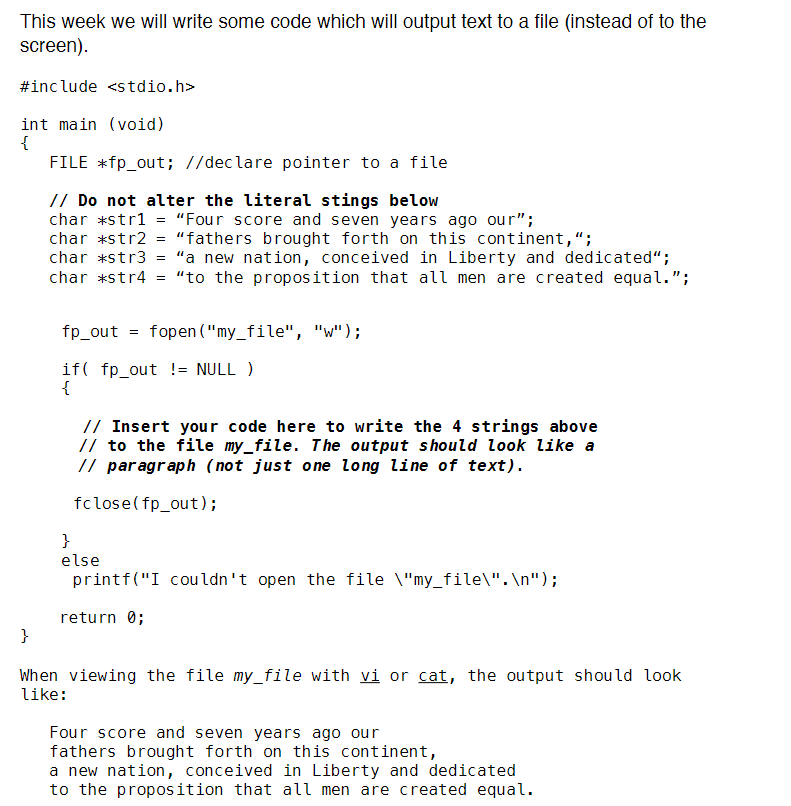 Solved This week we will write some code which will output | Chegg.com