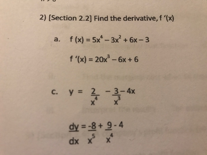 find the derivative of f x )= 6x 3 9x 4