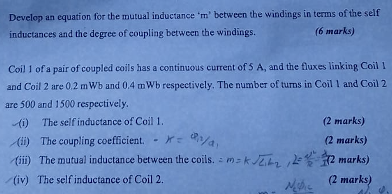 Solved Develop An Equation For The Mutual Inductance 'm' | Chegg.com