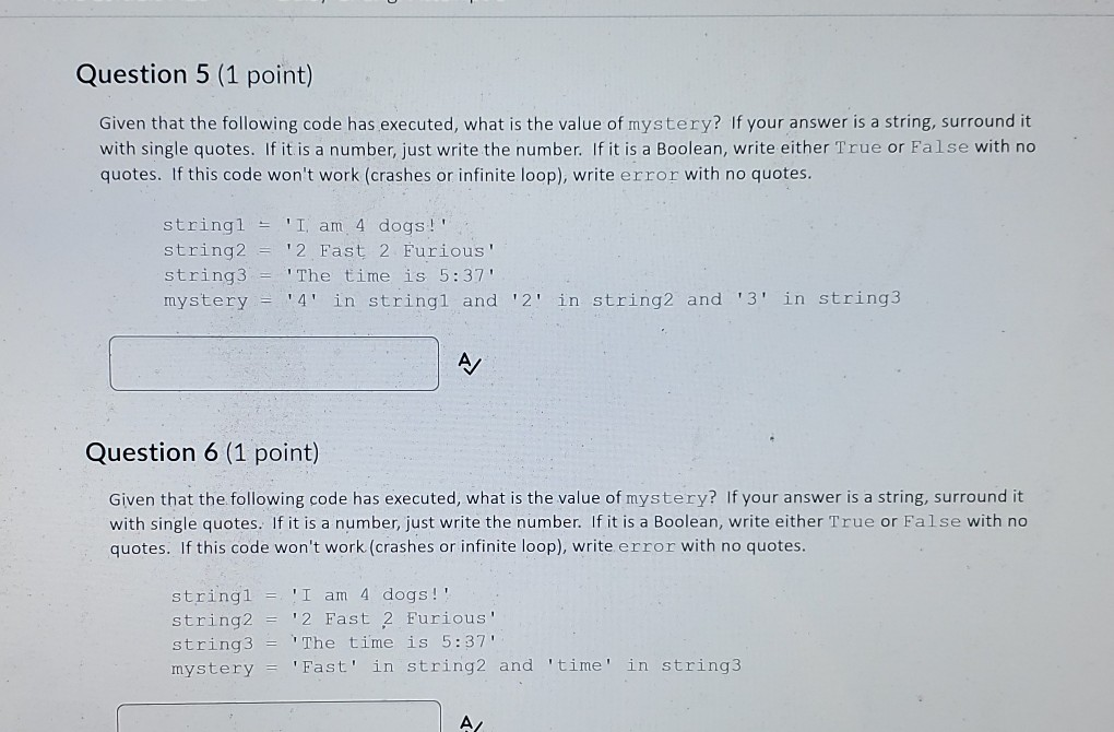 Solved Question 5 (1 point) Given that the following code | Chegg.com