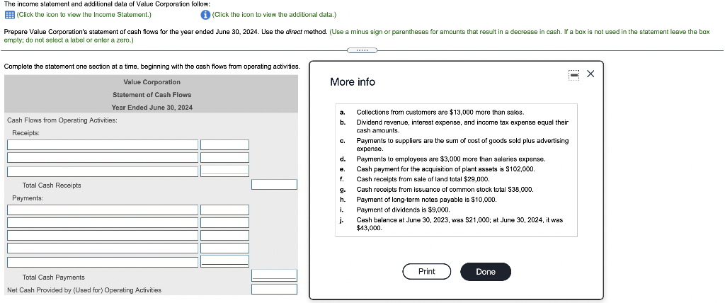 Solved The income statement and additional data of Value | Chegg.com