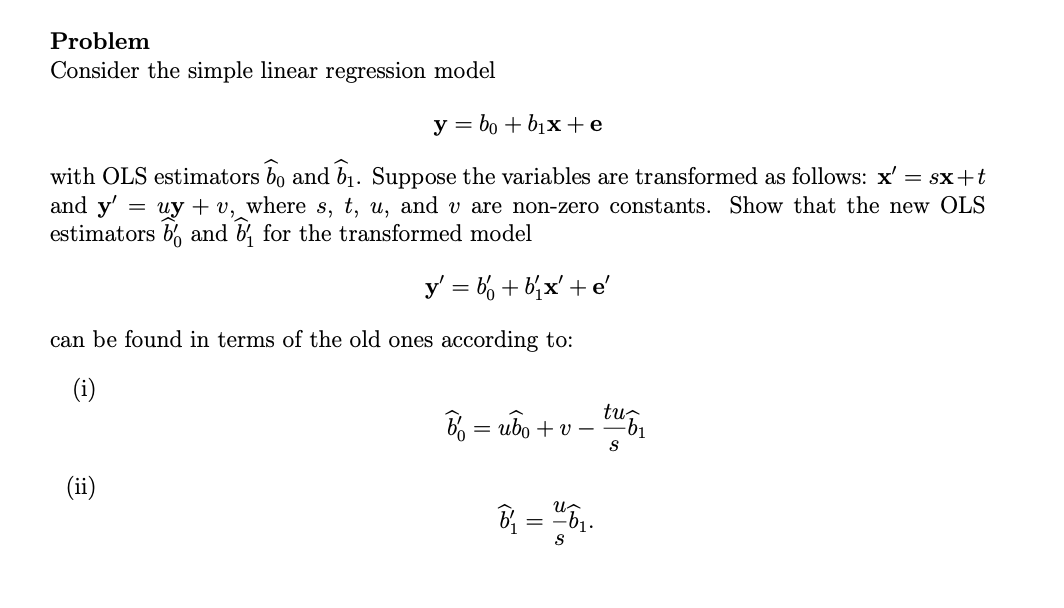 Solved Problem Consider the simple linear regression model y | Chegg.com