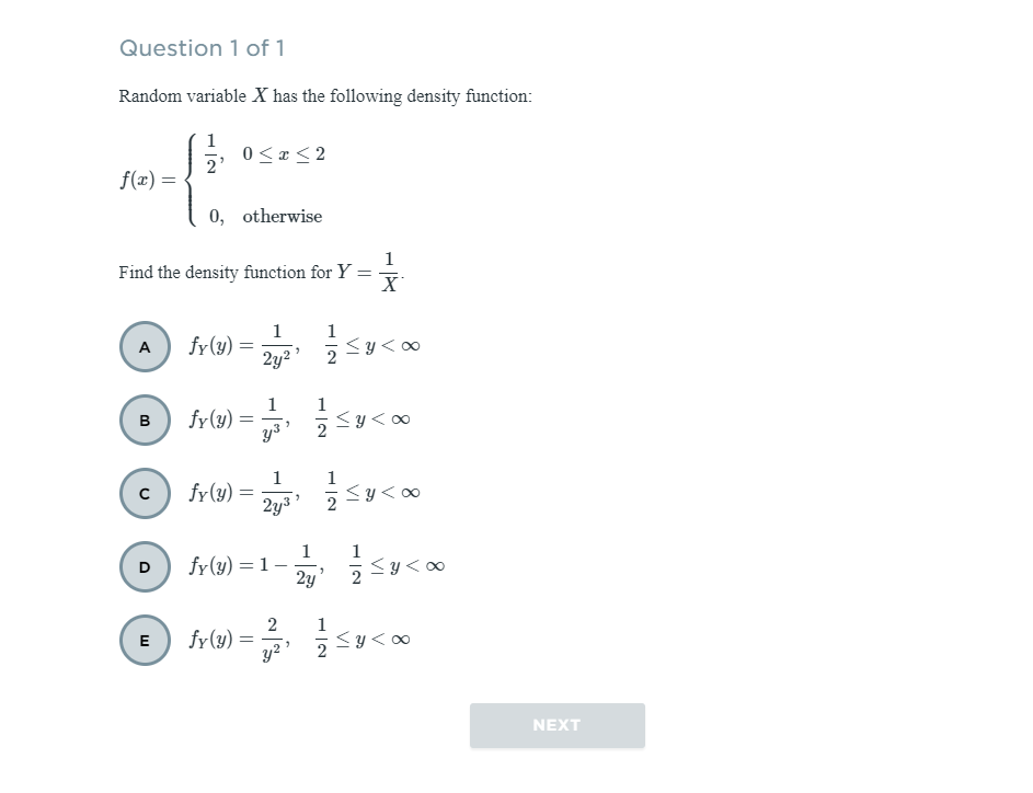 Solved Question 1 of 1 Random variable X has the following | Chegg.com
