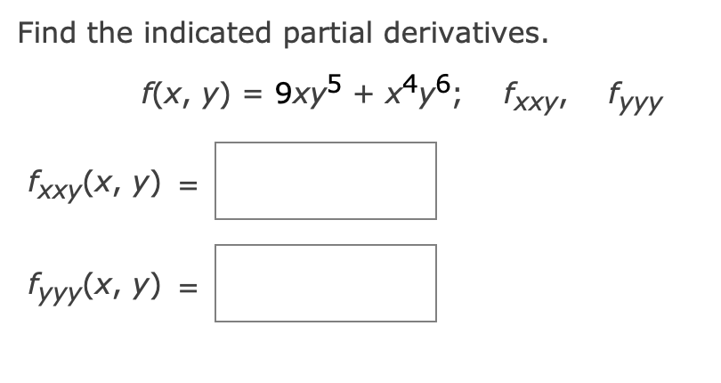 Solved Find The Indicated Partial Derivatives