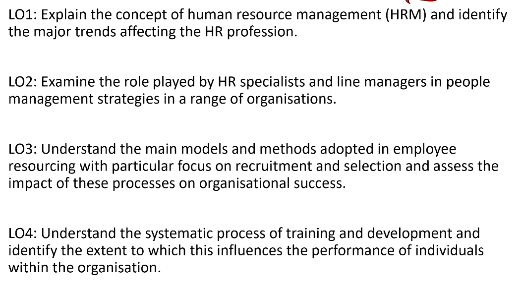 Solved LO1: Explain The Concept Of Human Resource Management | Chegg.com