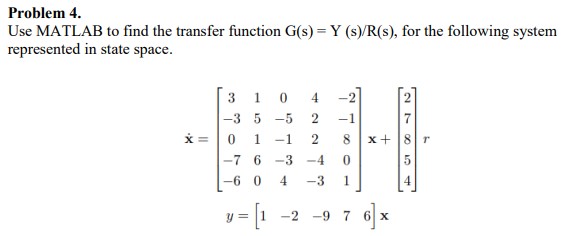 Use MATLAB to find the transfer function | Chegg.com