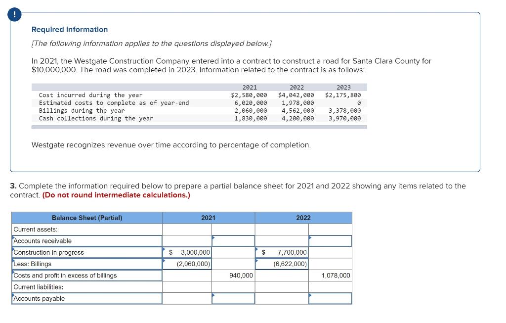 Solved In 2021, the Westgate Construction Company entered