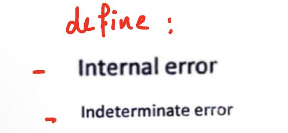 define: - Internal error - Indeterminate error | Chegg.com