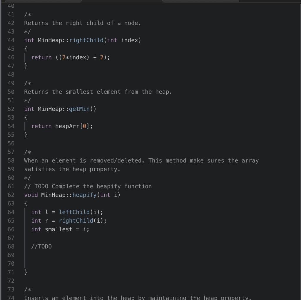 Solved 1 #include "MinHeap.hpp" #include using namespace | Chegg.com