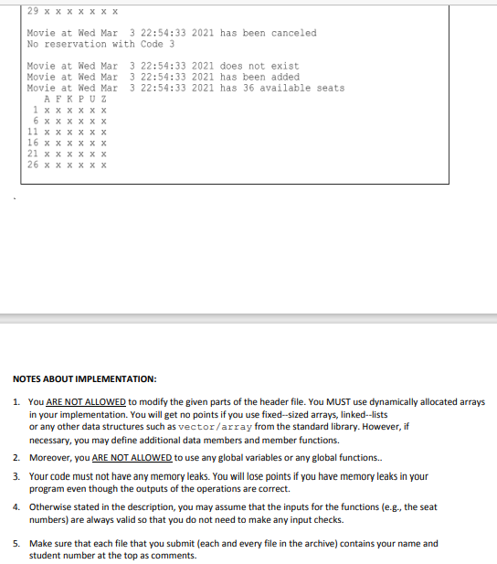 SHOULD BE IMPLEMENTED IN C++ NOTES ABOUT | Chegg.com