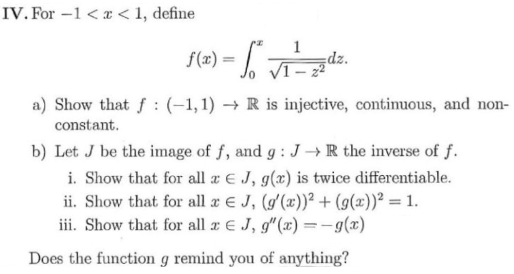 Solved IV. For -1 | Chegg.com