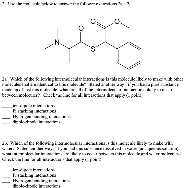 Solved 2. Use the molecule below to answer the following | Chegg.com