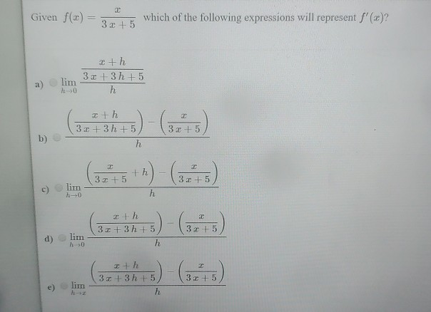 Solved Given f(3) = 3a +5 which of the following expressions | Chegg.com