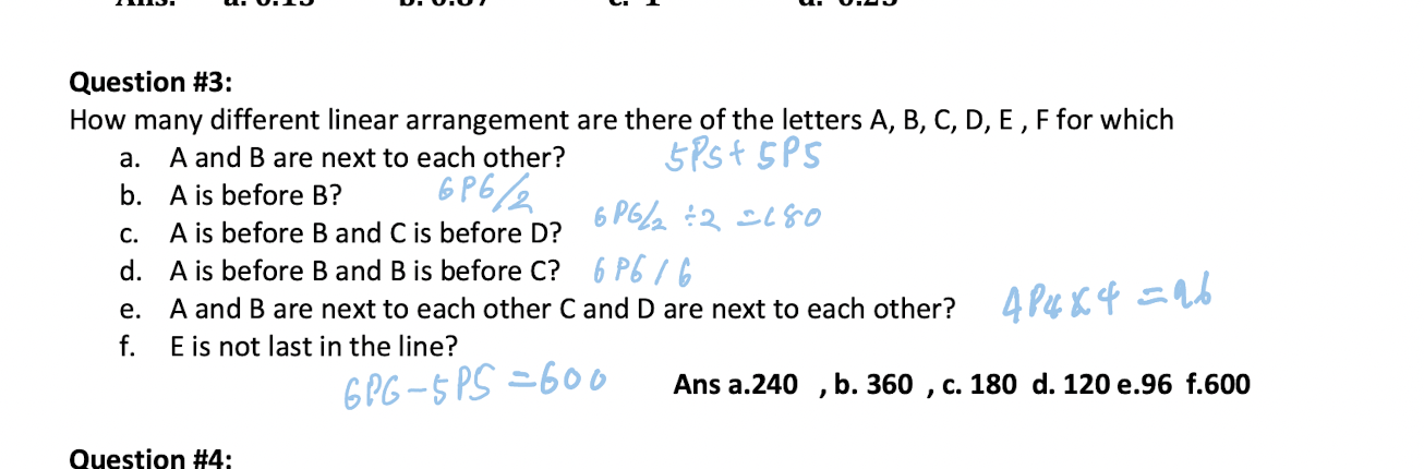 Solved Question #3: How Many Different Linear Arrangement | Chegg.com