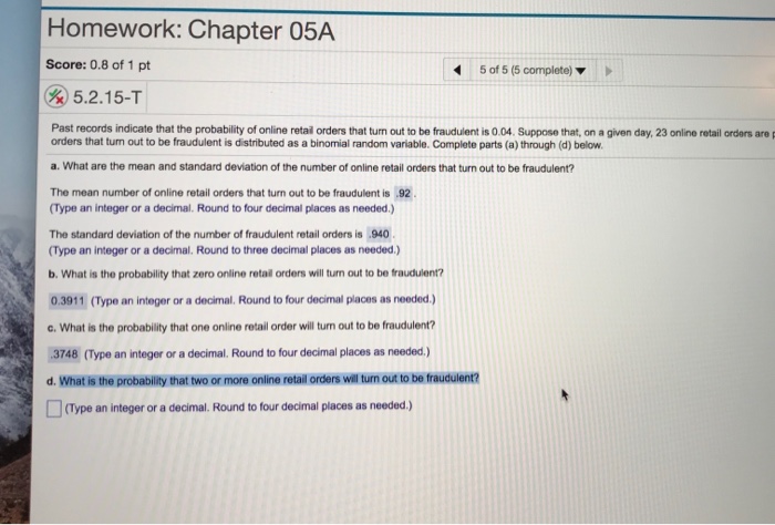 Solved Homework: Chapter 05A Score: 0.8 of 1 pt 5 of 5 (5 | Chegg.com