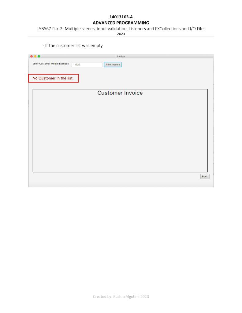 Solved 14013103-4 ADVANCED PROGRAMMING LAB567 Part2: | Chegg.com