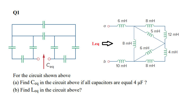Solved For the circuit shown above (a) Find Ceq in the | Chegg.com