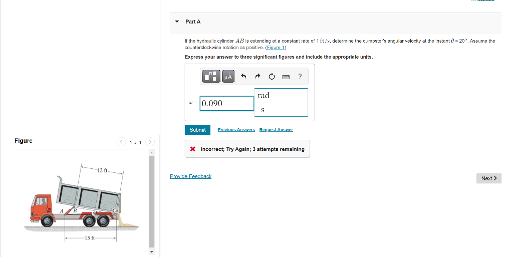 Solved If the hydraulic cylinder AB is extending at a
