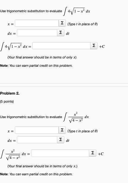 Solved Use trigonometric substitution to evaluate / 4V1-x* | Chegg.com