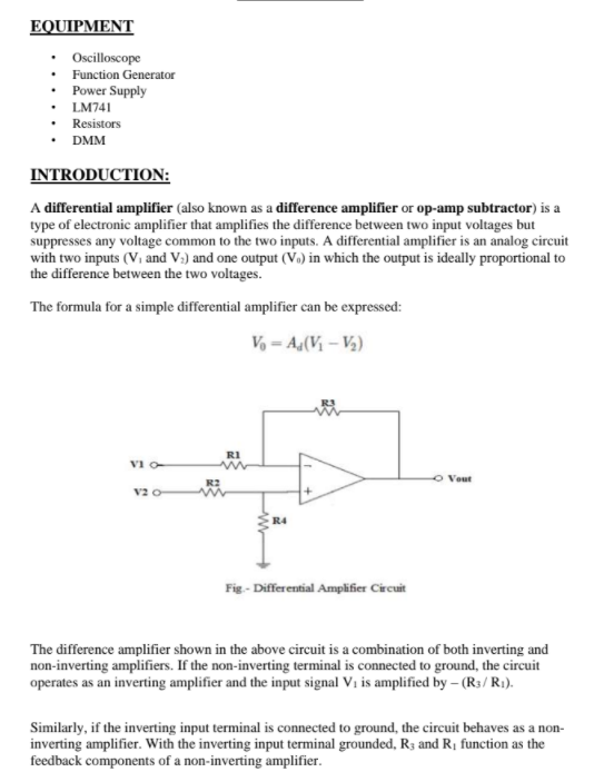 Solved EQUIPMENT Oscilloscope • Function Generator • Power