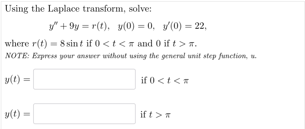 Solved Using The Laplace Transform Solve