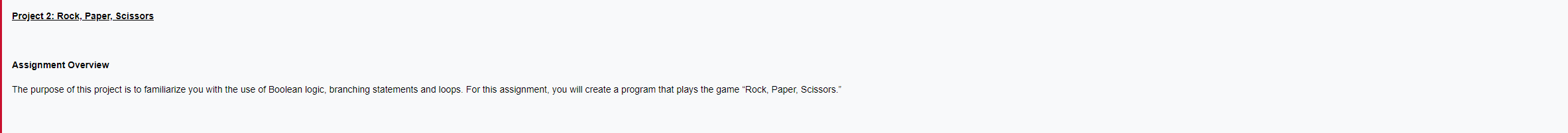 Solved Project 2: Rock, Paper, Scissors Assignment Overview | Chegg.com