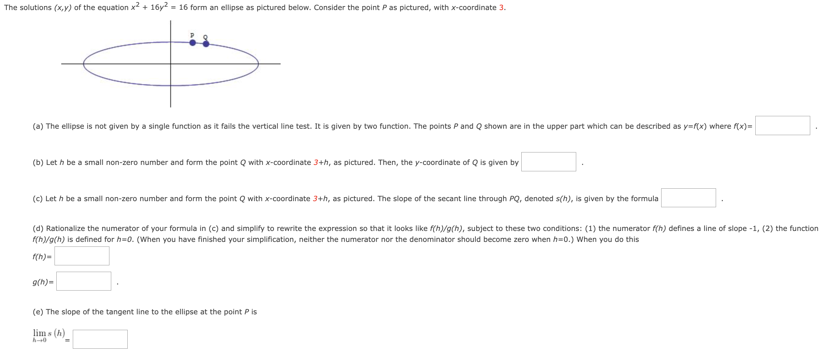 Solved The solutions (x,y) ﻿of the equation x2+16y2=16 ﻿form | Chegg.com