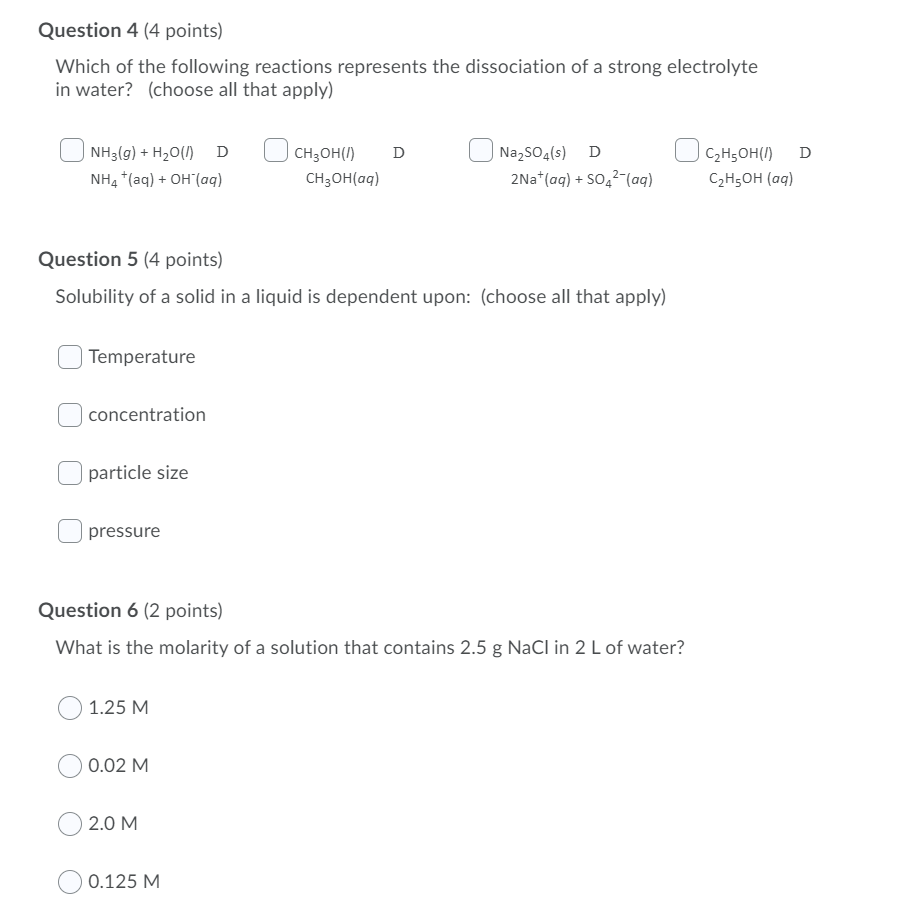 Solved Question 4 (4 points) Which of the following | Chegg.com
