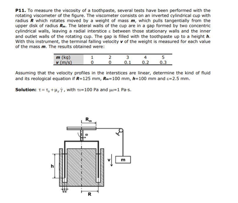 P11. To measure the viscosity of a toothpaste,