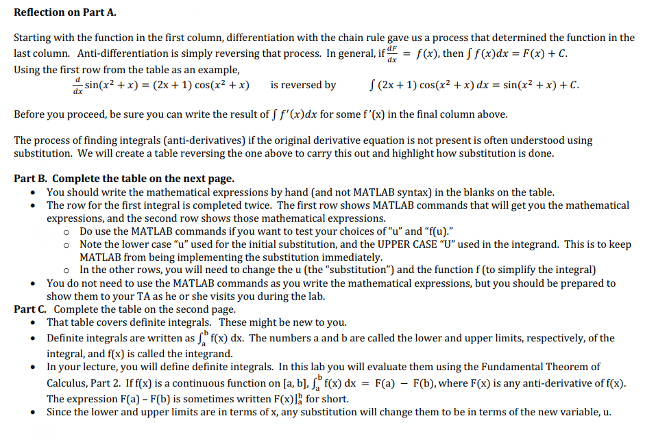 Solved Calculus 1, Lab #13: Reversing the Chain Rule | Chegg.com