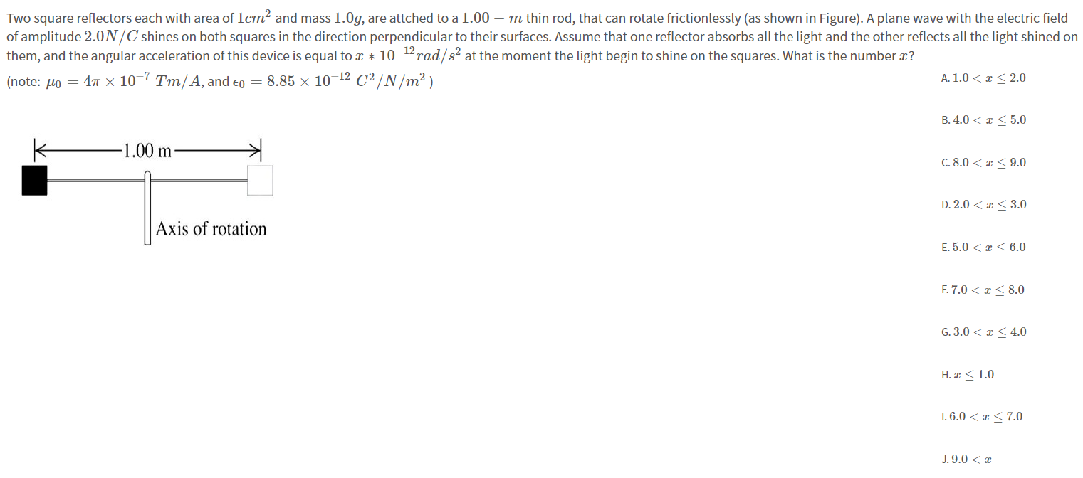 Solved Two square reflectors each with area of 1cm² and mass | Chegg.com