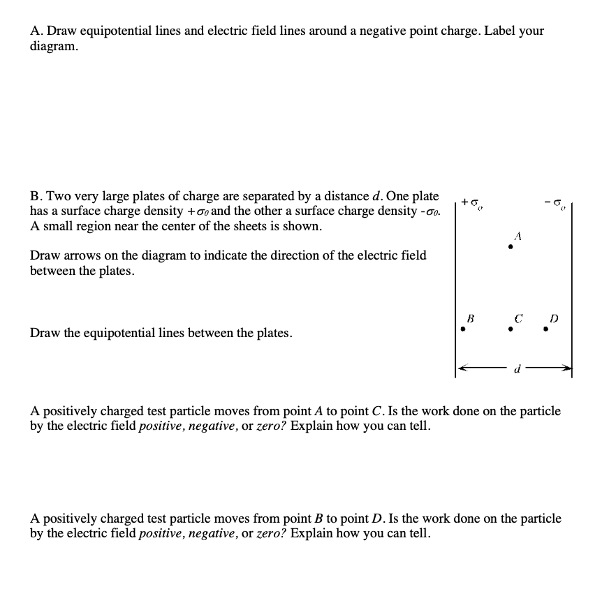 Solved A Draw Equipotential Lines And Electric Field Lines 1495