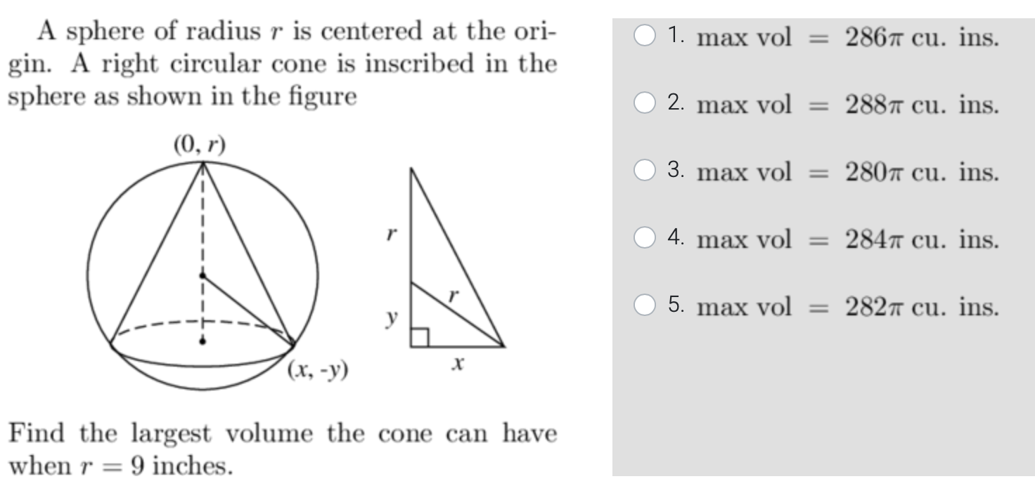 Solved A sphere of radius r is centered at the ori- 1. max | Chegg.com