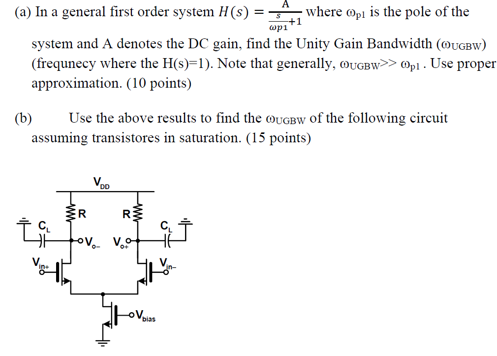 Solved A =s (a) In a general first order system H(S) where | Chegg.com