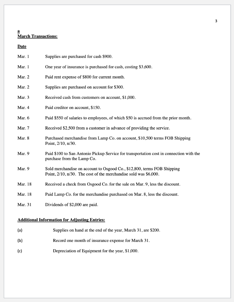 Solved 1 Accounting 2301 Instructions And Information For | Chegg.com