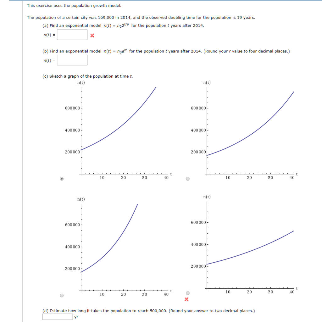 Solved This Exercise Uses The Population Growth Model. The | Chegg.com