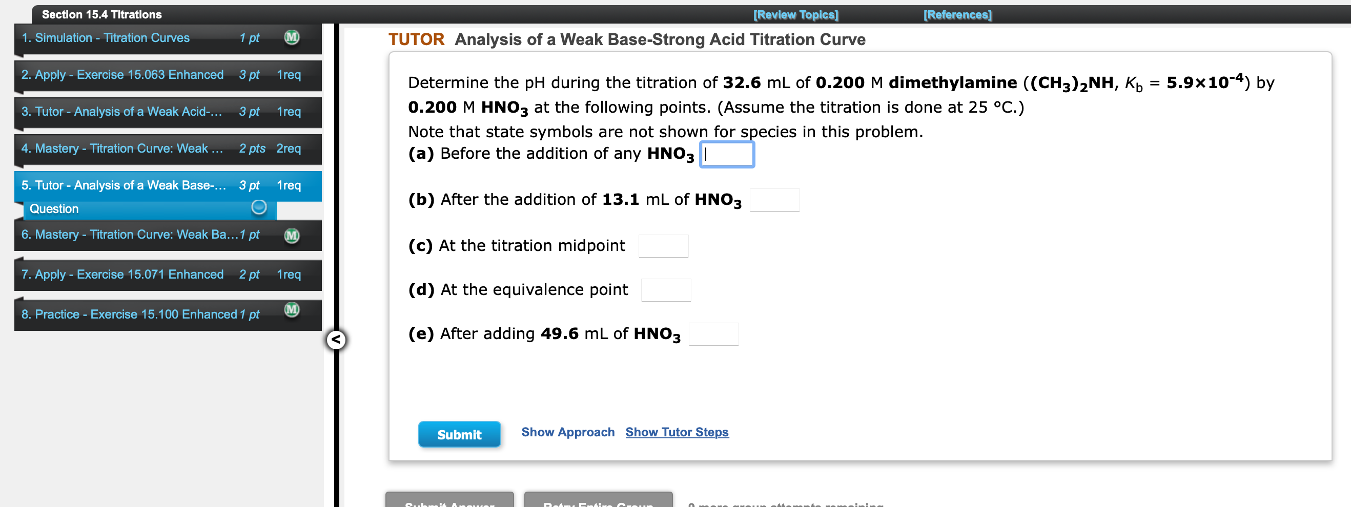Solved Section 15.4 Titrations [References) 1. Simulation - | Chegg.com