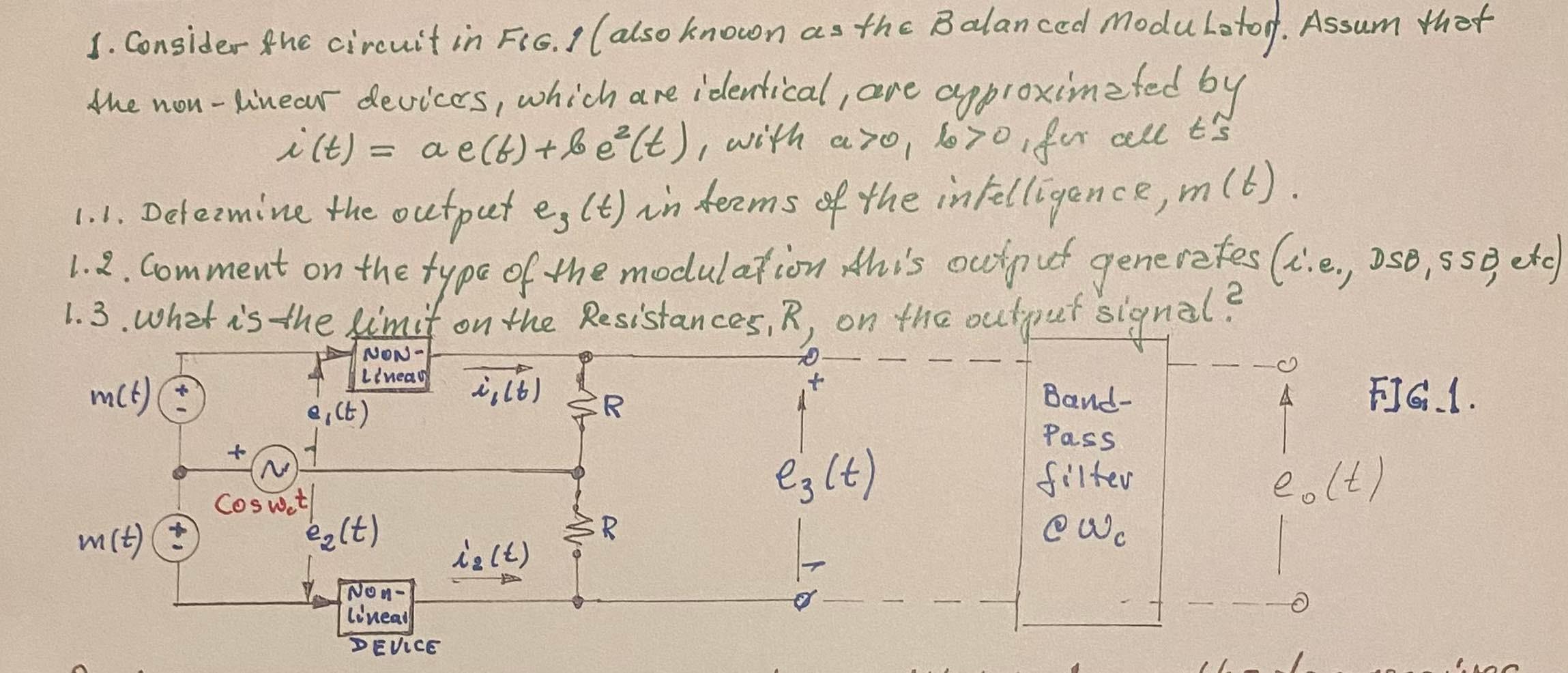 Solved 1. Consider The Circuit In FiG.I (also Known As The | Chegg.com