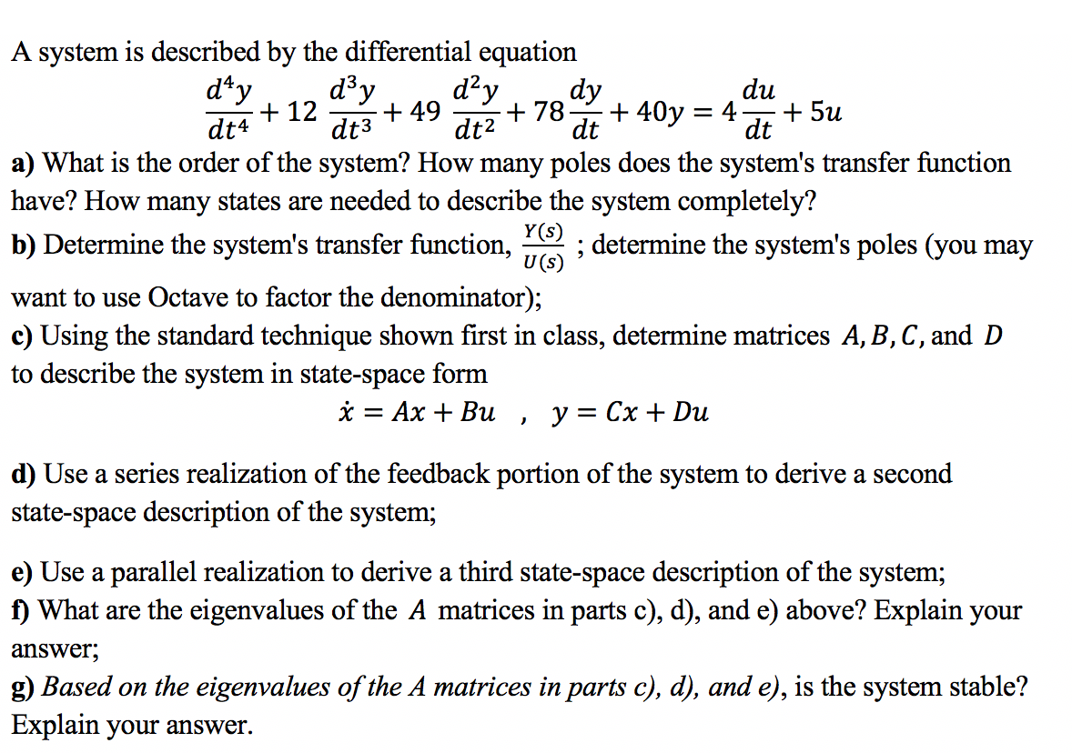 Solved dạy +49 A system is described by the differential | Chegg.com