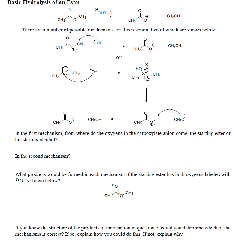 Solved Basic Hydrolysis of an Ester OH/H20 CH3 CH3OH CH3 CH3 | Chegg.com