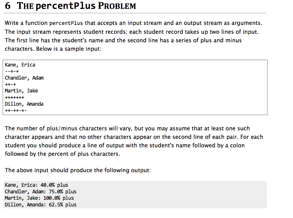 Solved 6 THE percentPlus PROBLEM Write a function | Chegg.com