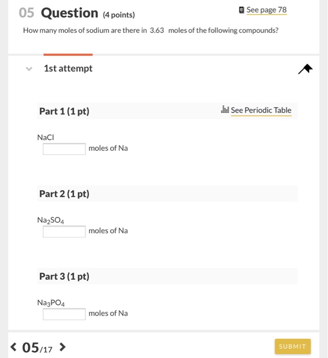Solved E See page 78 05 Question (4 points) How many moles | Chegg.com