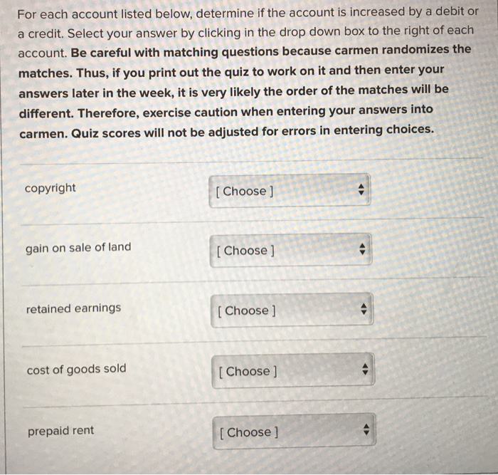 Solved For each account listed below, determine if the | Chegg.com